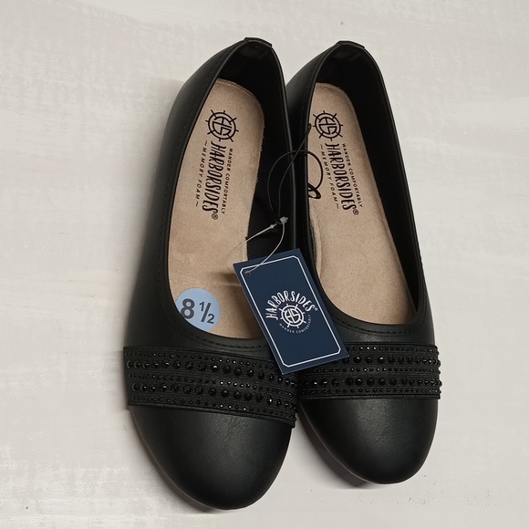 NWT Harborsides low wedge ballet flat 8.5 comfort Ballerina dressy black shoes - Picture 3 of 11